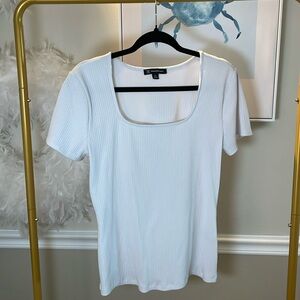 INC Women’s White Fitted Cotton Short Sleeved Shirt size XL